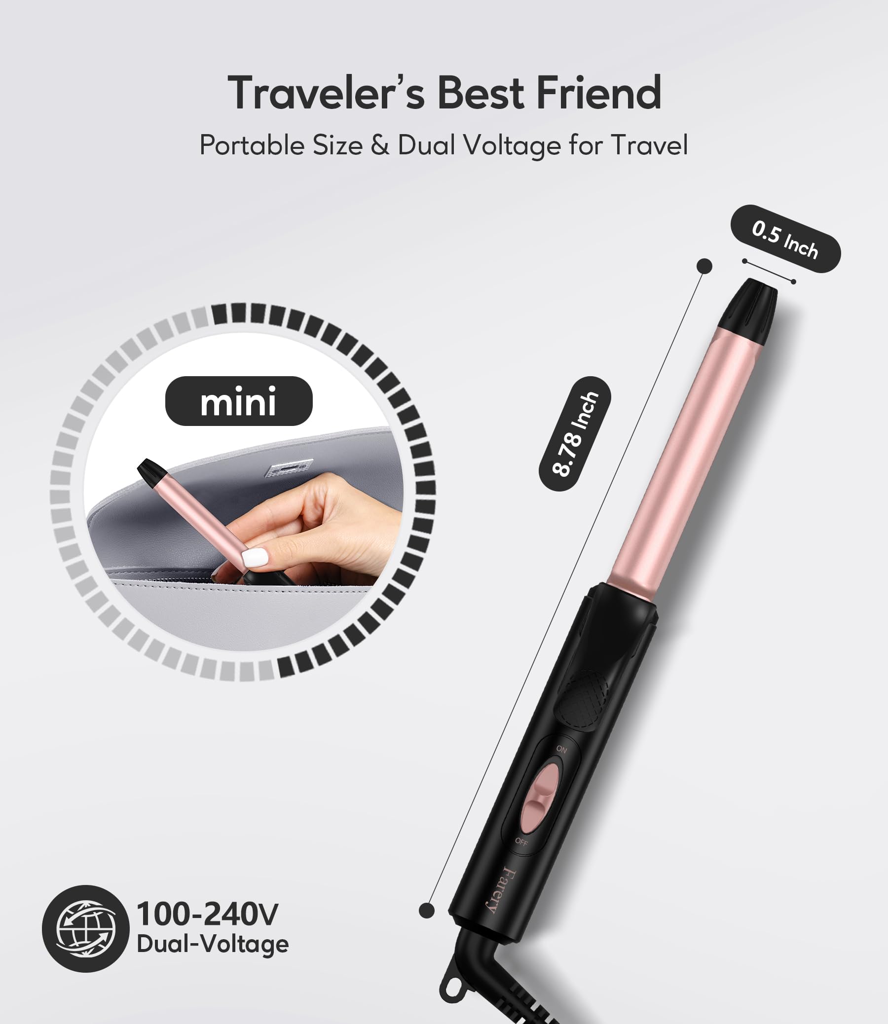 FARERY ceramic mini hair curler with keratin and argan oil infusion for glossy curls