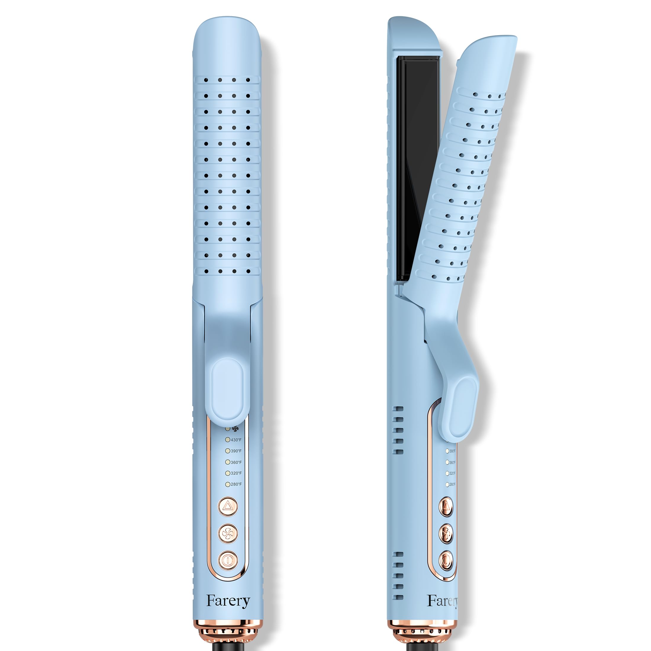 Farery Chill Set Soft-Air Curling Iron with ergonomic handle and long barrel for quick styling.