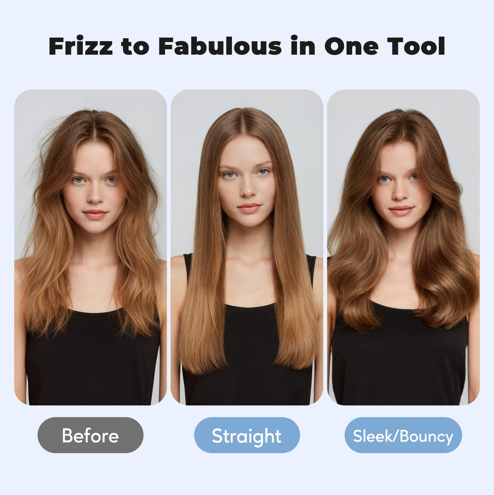 Farery five-heat-settings option shown for tailored styling choices.