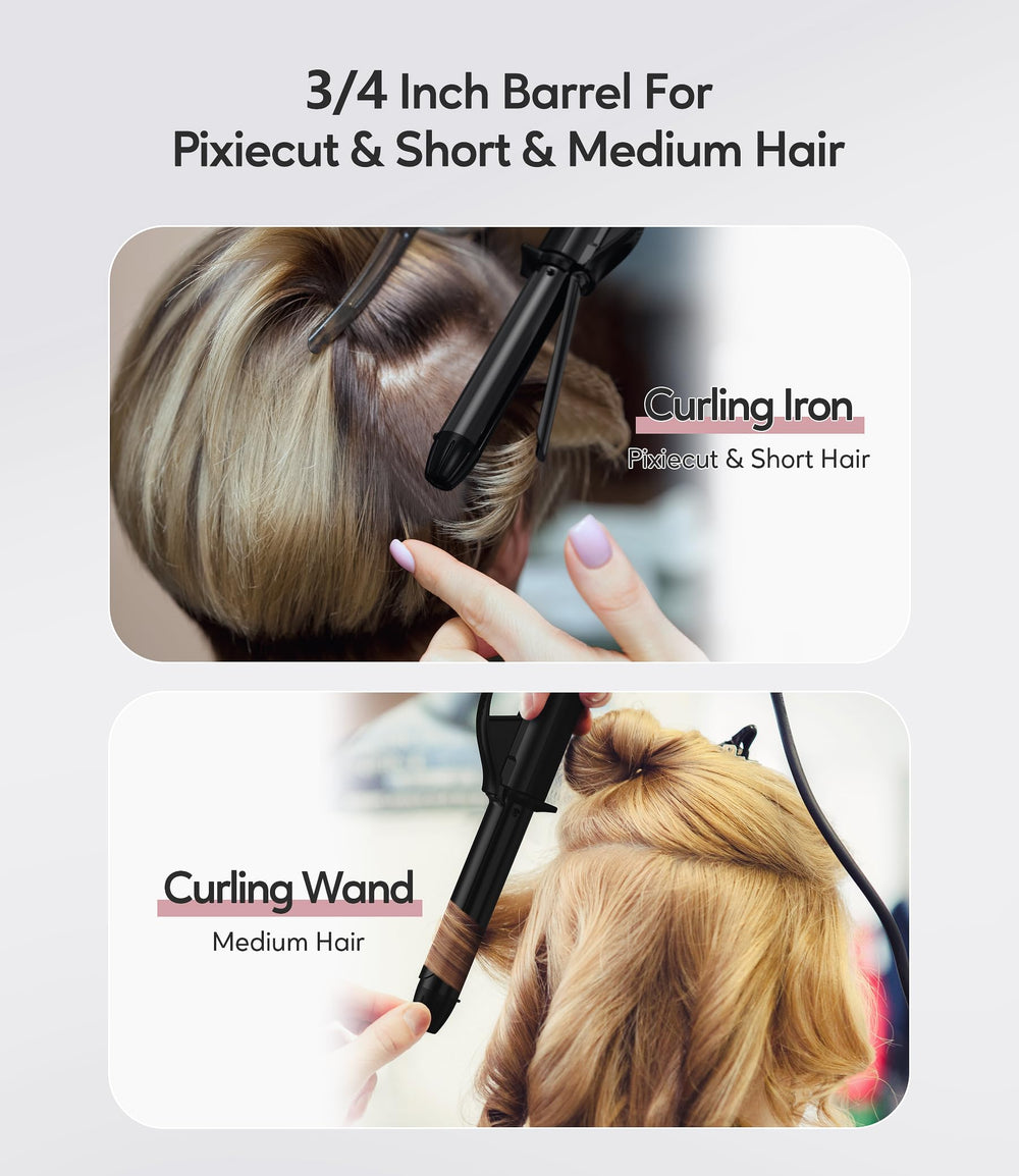 FARERY curling iron with three heat settings for versatile hair types