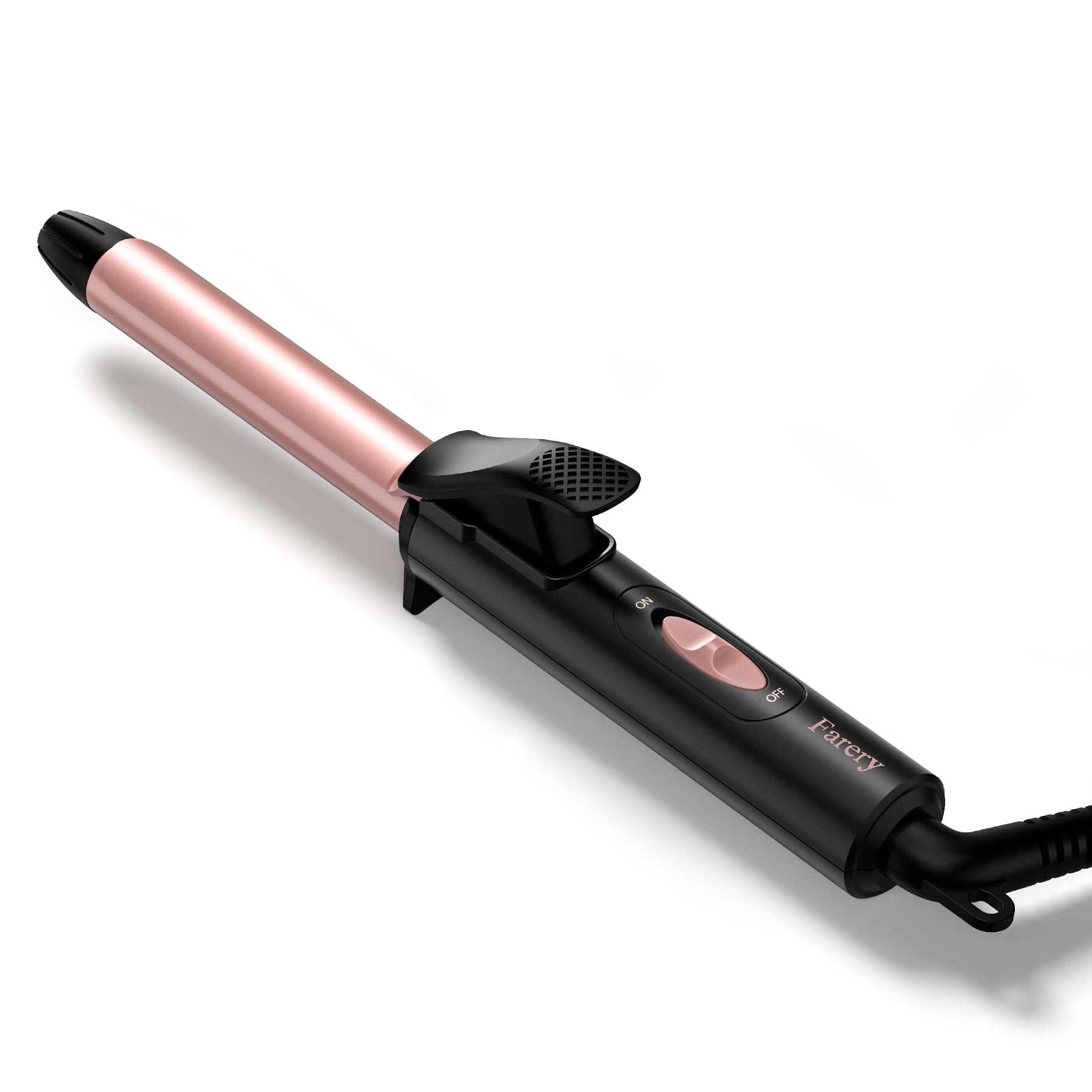 FARERY keratin and argan oil infused barrel promotes smooth, shiny curls