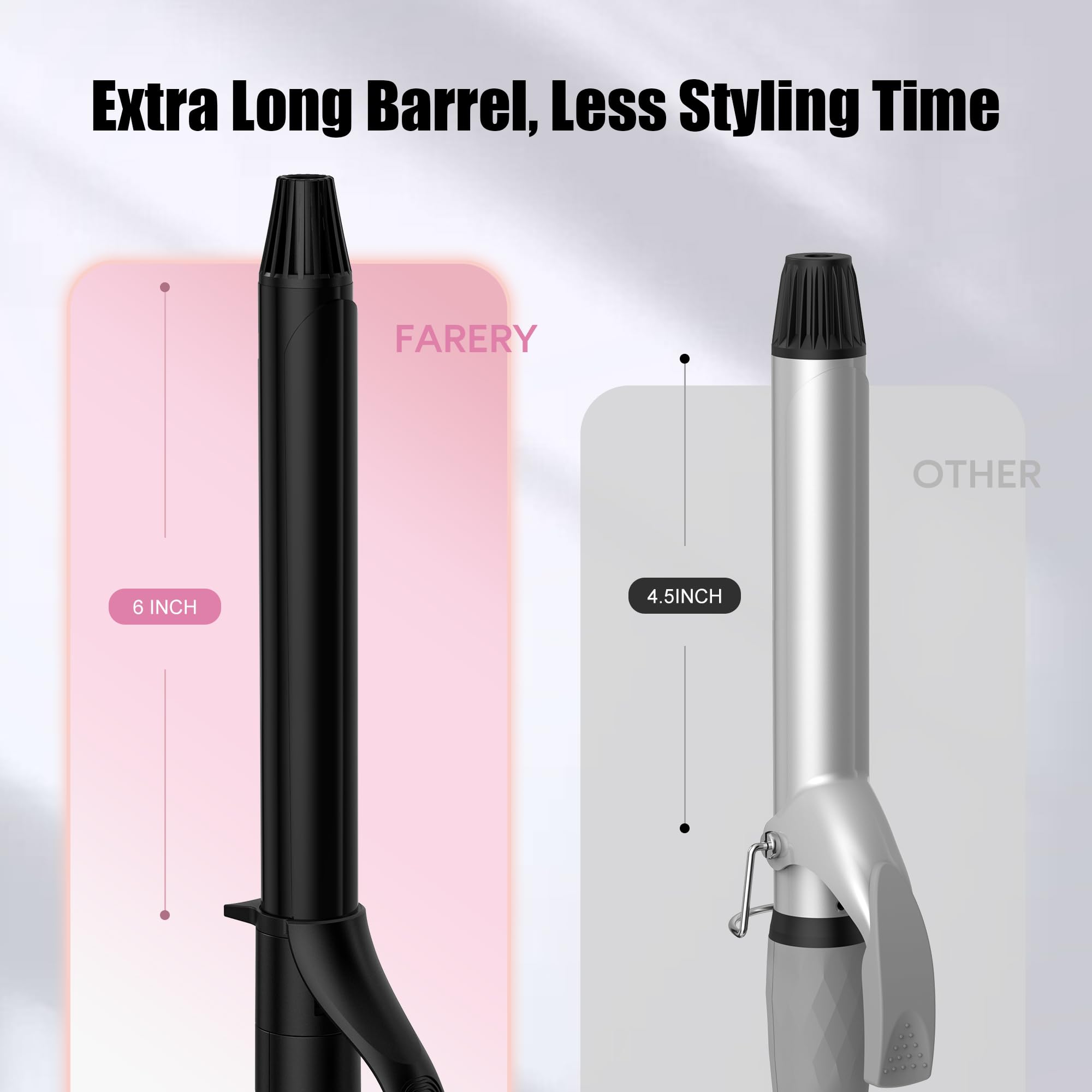 Farery curling iron styling long hair into defined curls