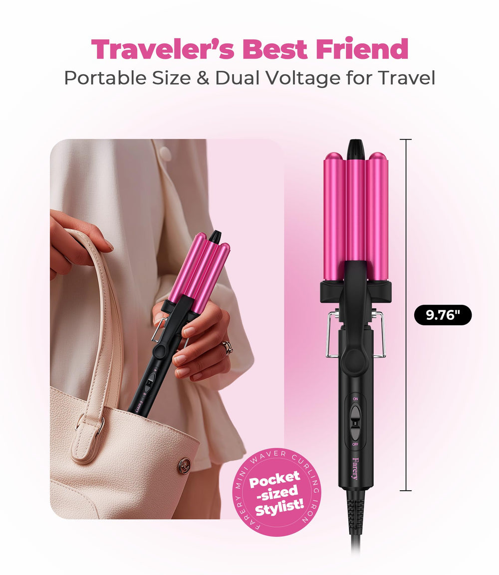 FARERY Mini Waver on model showing natural beach-style waves and volume.