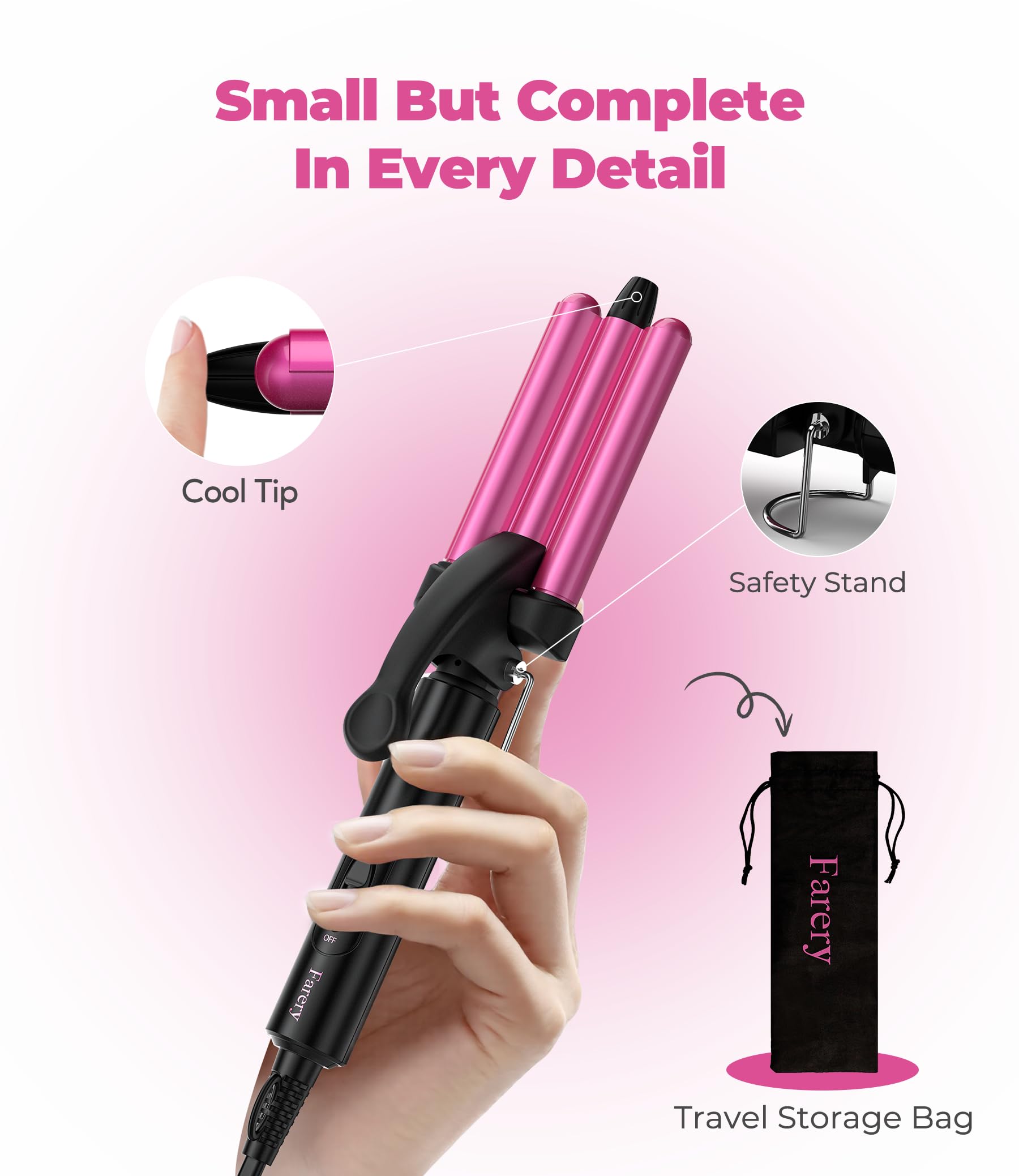 FARERY Mini Waver features a cool tip to prevent burns during use.