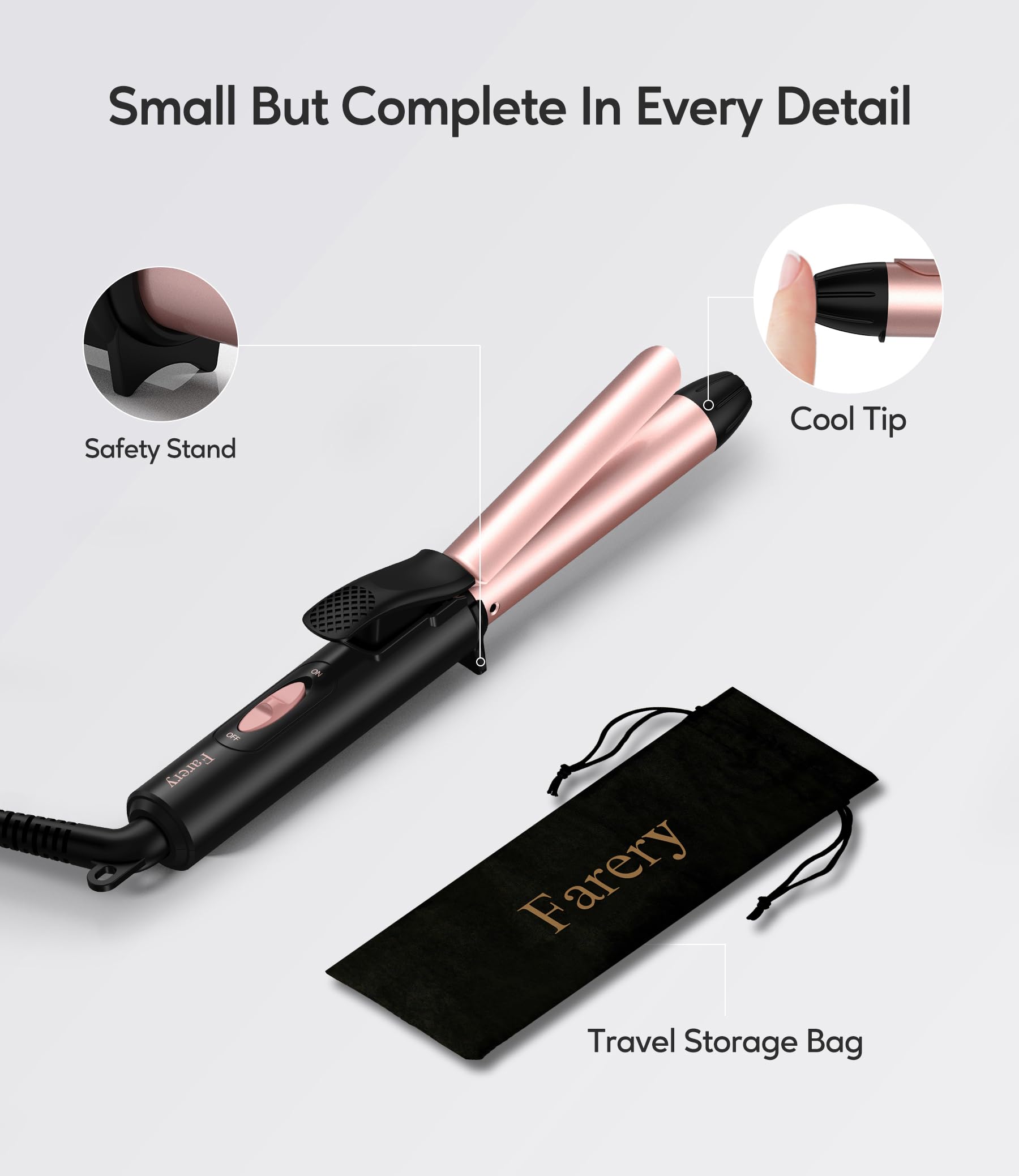 FARERY safety stand keeps surfaces safe while styling.