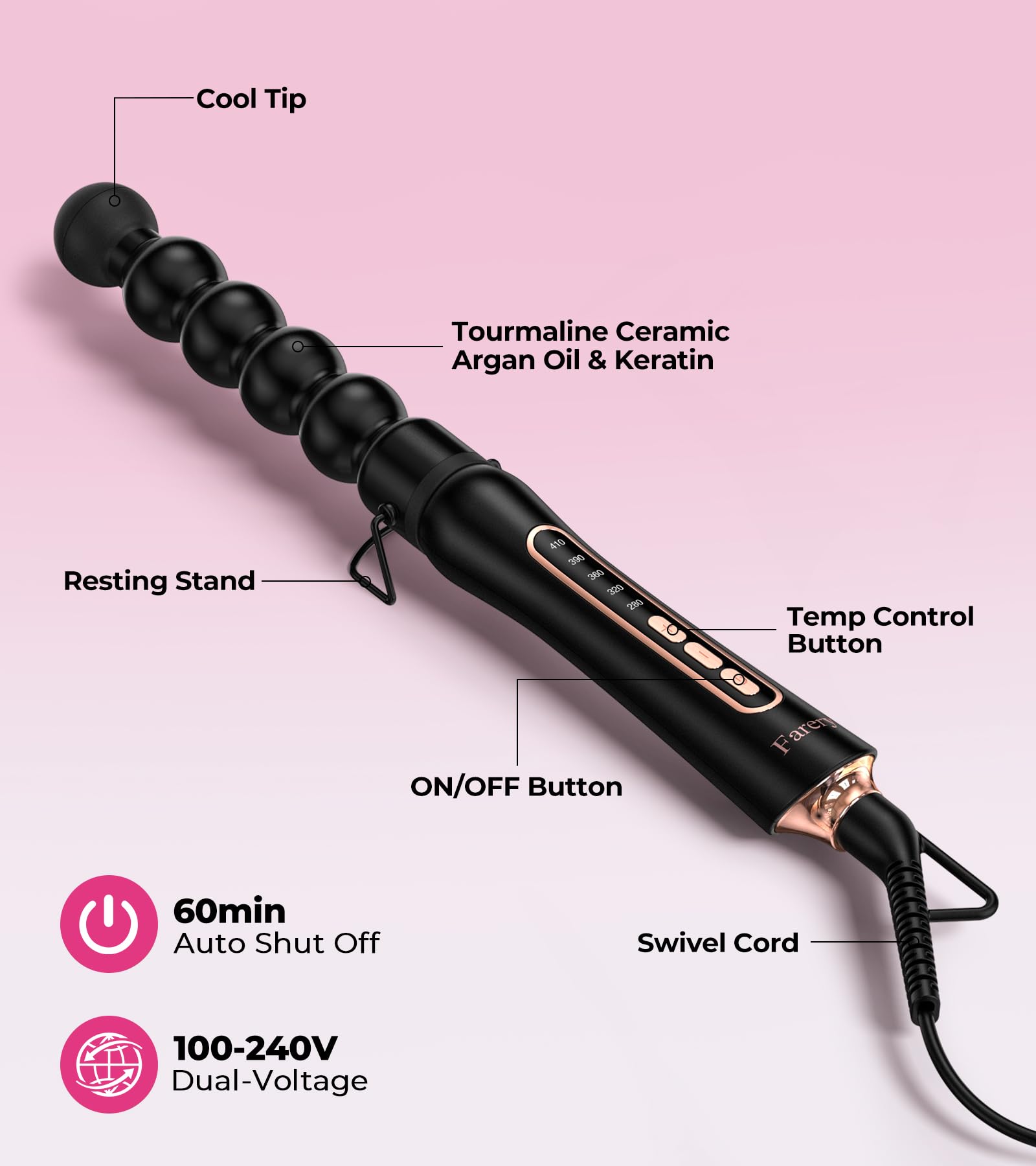Farery tourmaline ceramic coating delivers frizz-free shine.