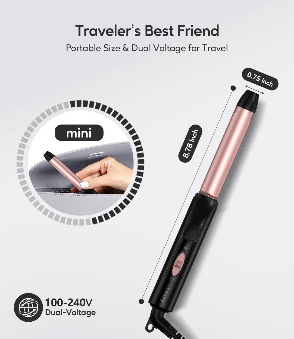 FARERY travel curling iron with 100-240V supports worldwide use.