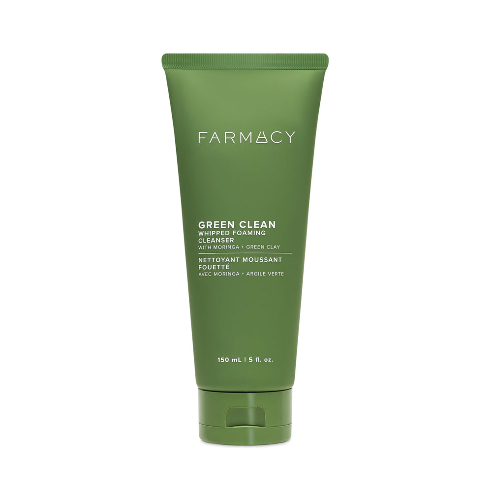 Farmacy Foaming Face Wash bottle packaging highlights oil-free cleansing for clear pores.
