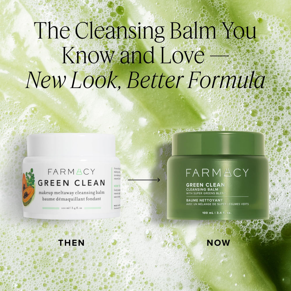 Farmacy Green Clean Balm massaging onto dry skin for gentle cleansing