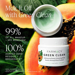 Farmacy Green Clean bálsamo, enfoque en la textura cremosa para una limpieza suave.