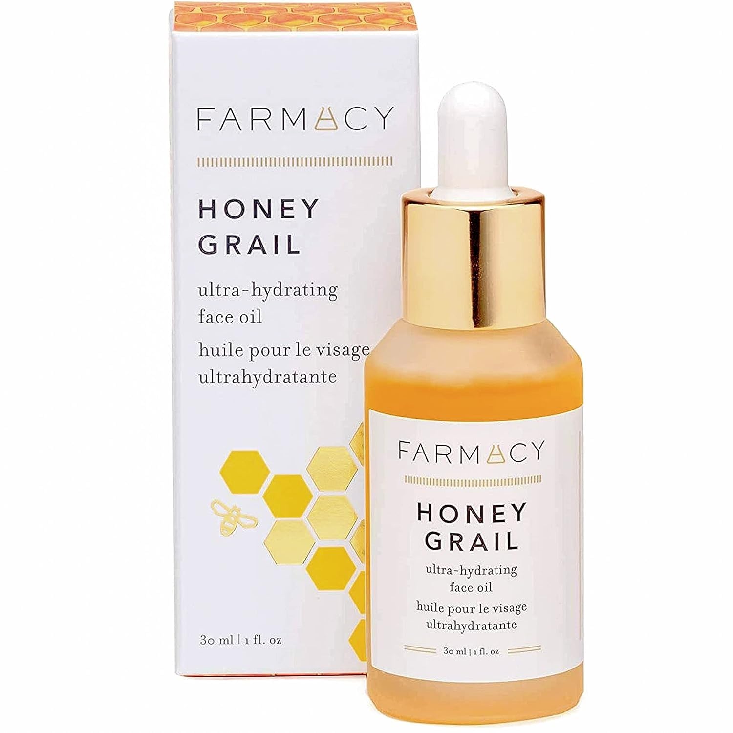 Farmacy Honey Grail face oil bottle delivers deep hydration and glow.