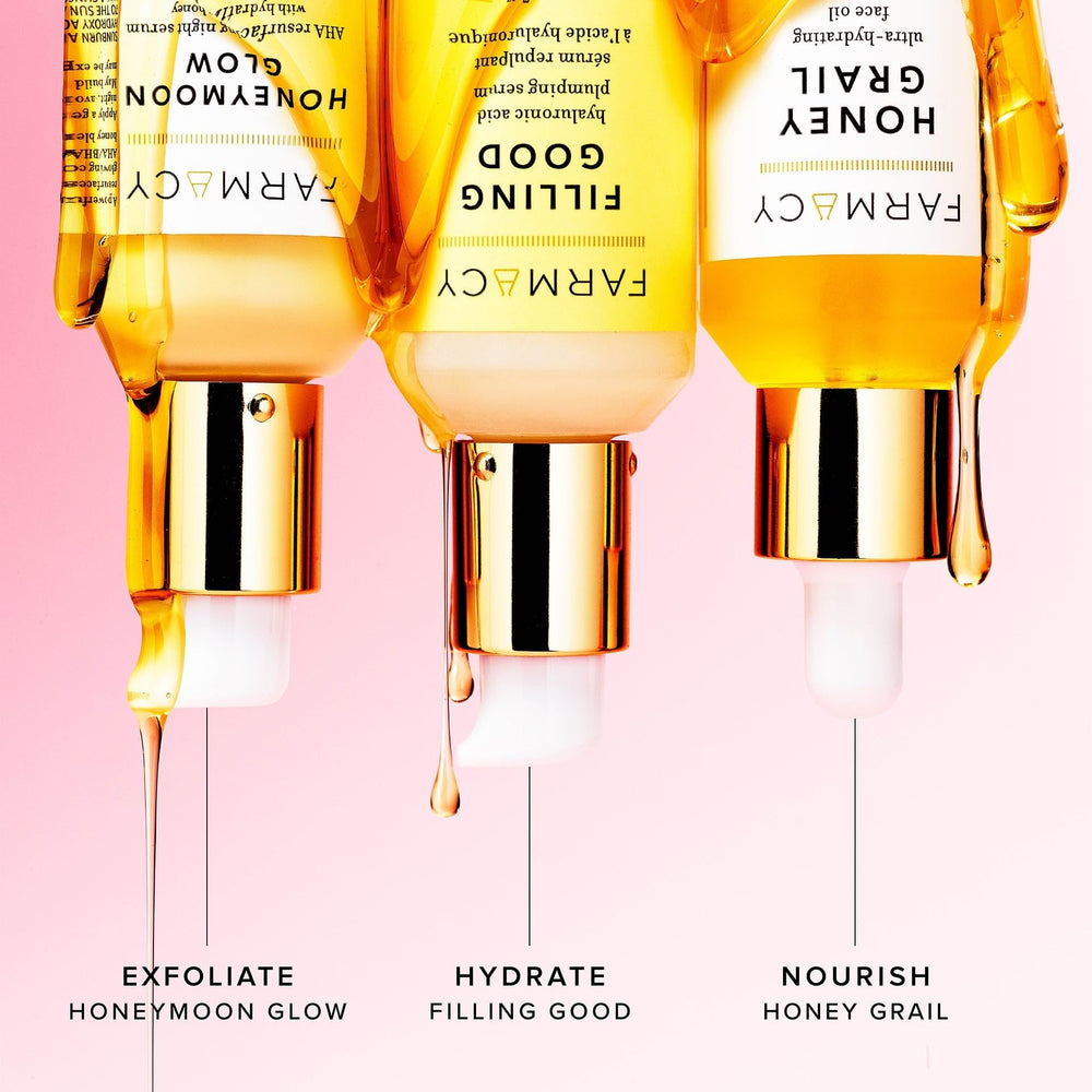 Farmacy Honey Grail hair-use bottle for shine and manageability.