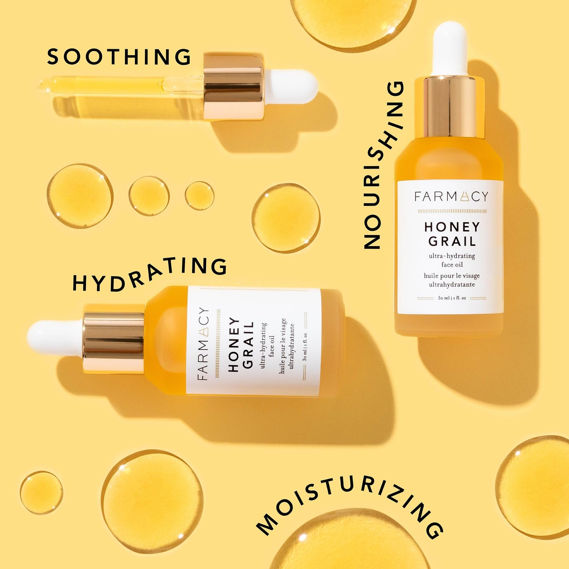 Farmacy Honey Grail rosehip oil on skin promotes radiance.