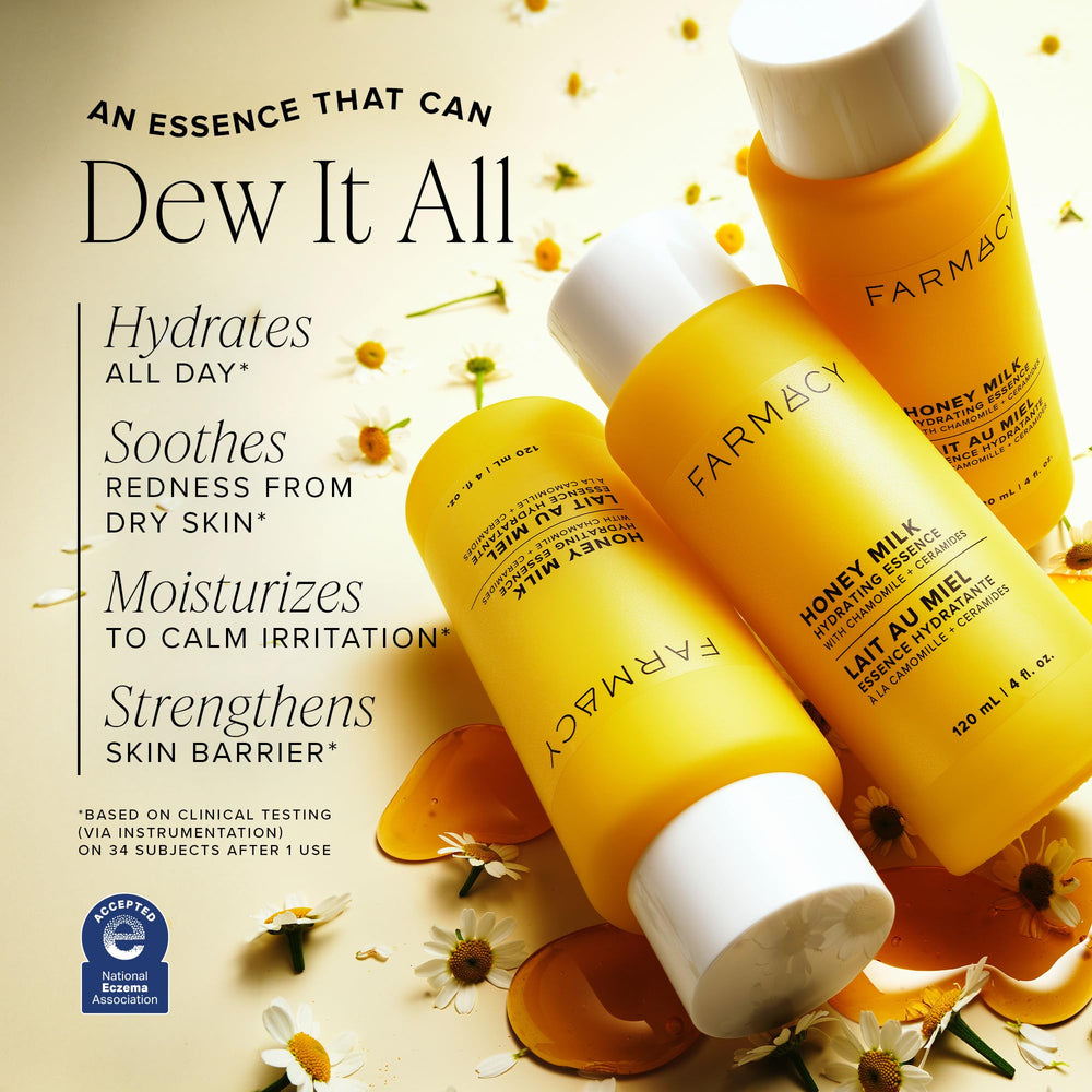 Creamy texture close-up of Farmacy Honey Milk Face Essence.