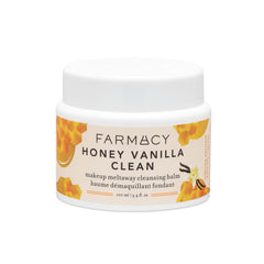Farmacy makeup remover cleansing balm honey vanilla jar melts makeup and hydrates skin.