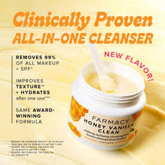 Farmacy balm applied to dry skin for gentle makeup removal.