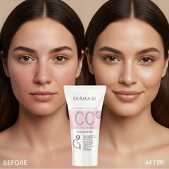 Close-up of FARMASi CC Cream bottle with silky texture for blending.