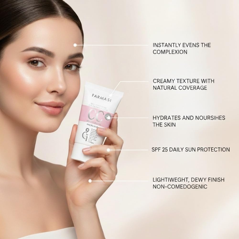 Swatch of FARMASi CC Cream in medium showing buildable coverage.