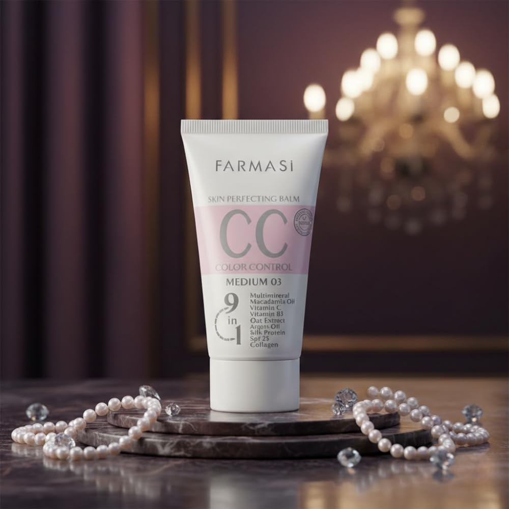 Swatch on skin showing FARMASi CC Creams natural finish.