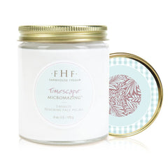 FarmHouse Fresh Timescape bottle demonstrating easy two-minute exfoliation ritual.