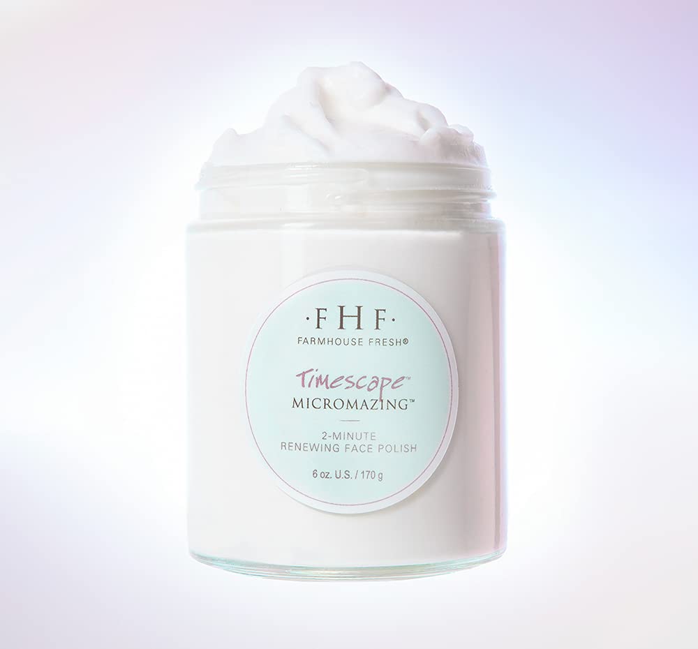 FarmHouse Fresh Timescape exfoliating particles provide quick micro-scrub for smoother skin.