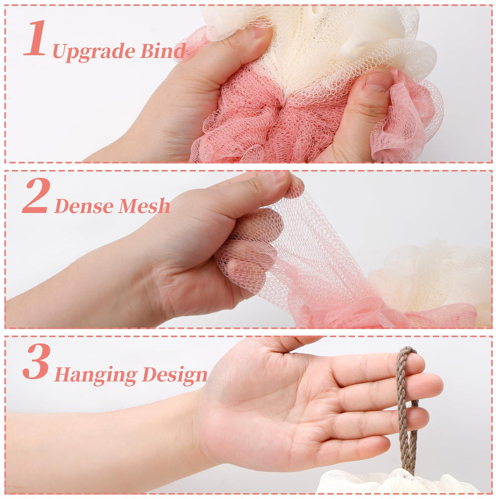 Farmoga hanging ribbon design helps air-dry the loofah after showers.