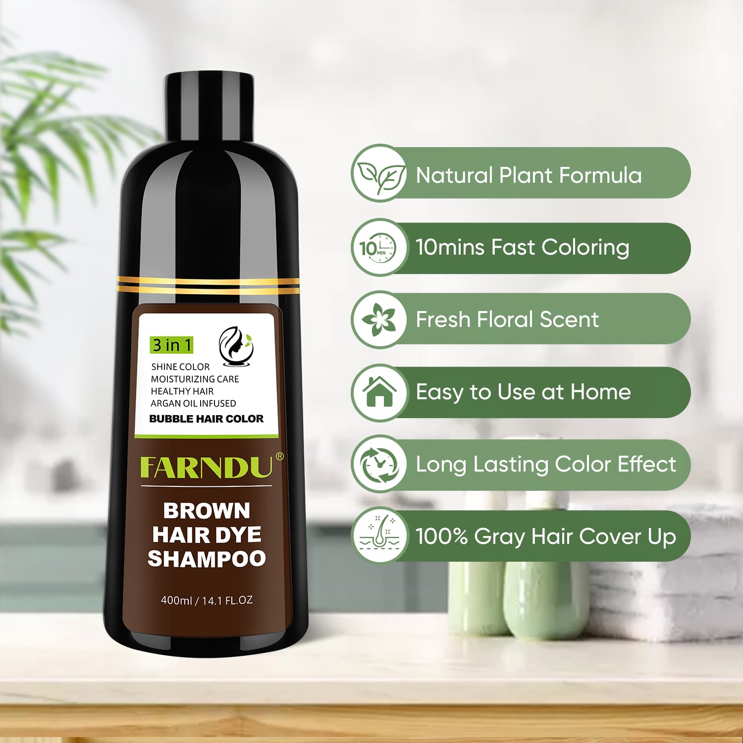 Farndu gray hair coverage, before and after, shows noticeable color renewal.