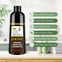 Farndu gray hair coverage, before and after, shows noticeable color renewal.
