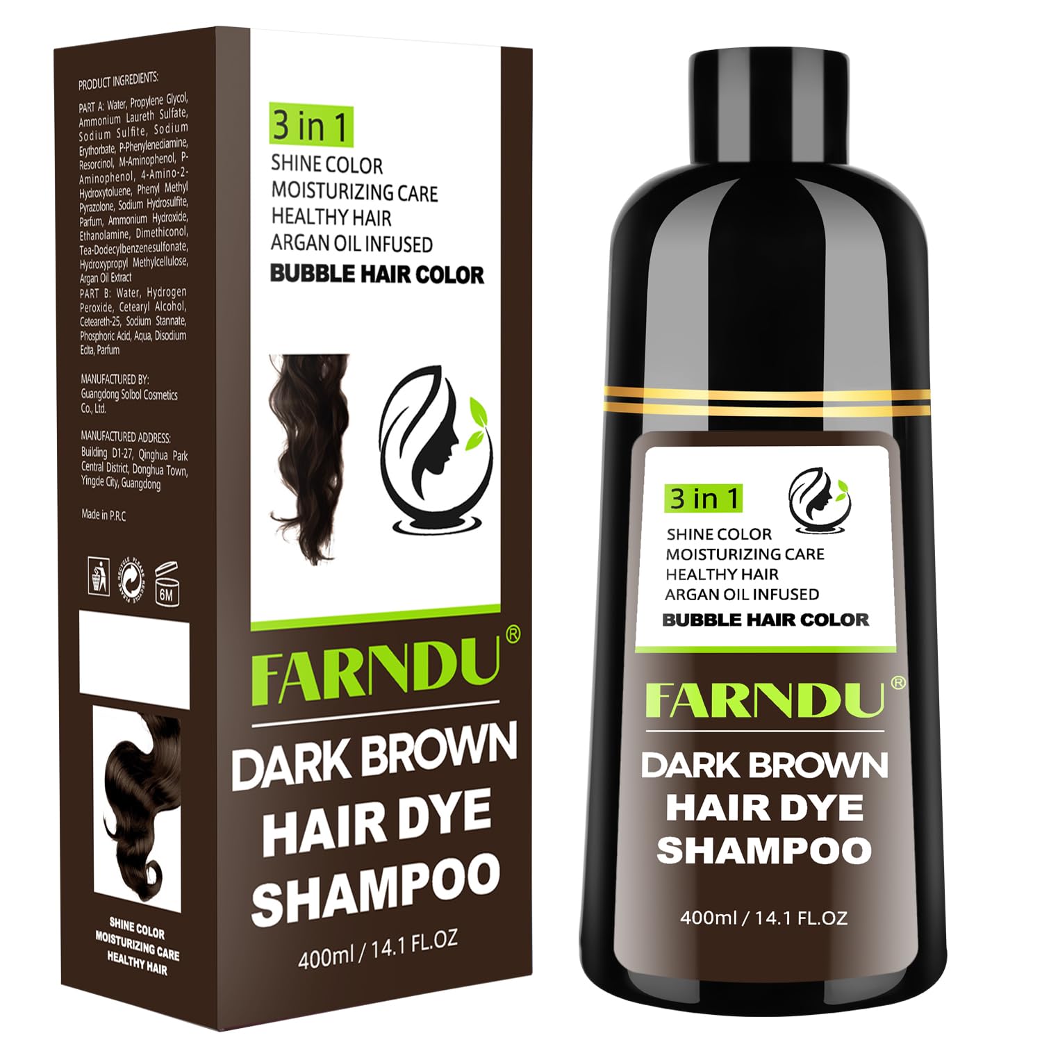 Farndu Tinte-Champú Cobertura de canas para un look natural.