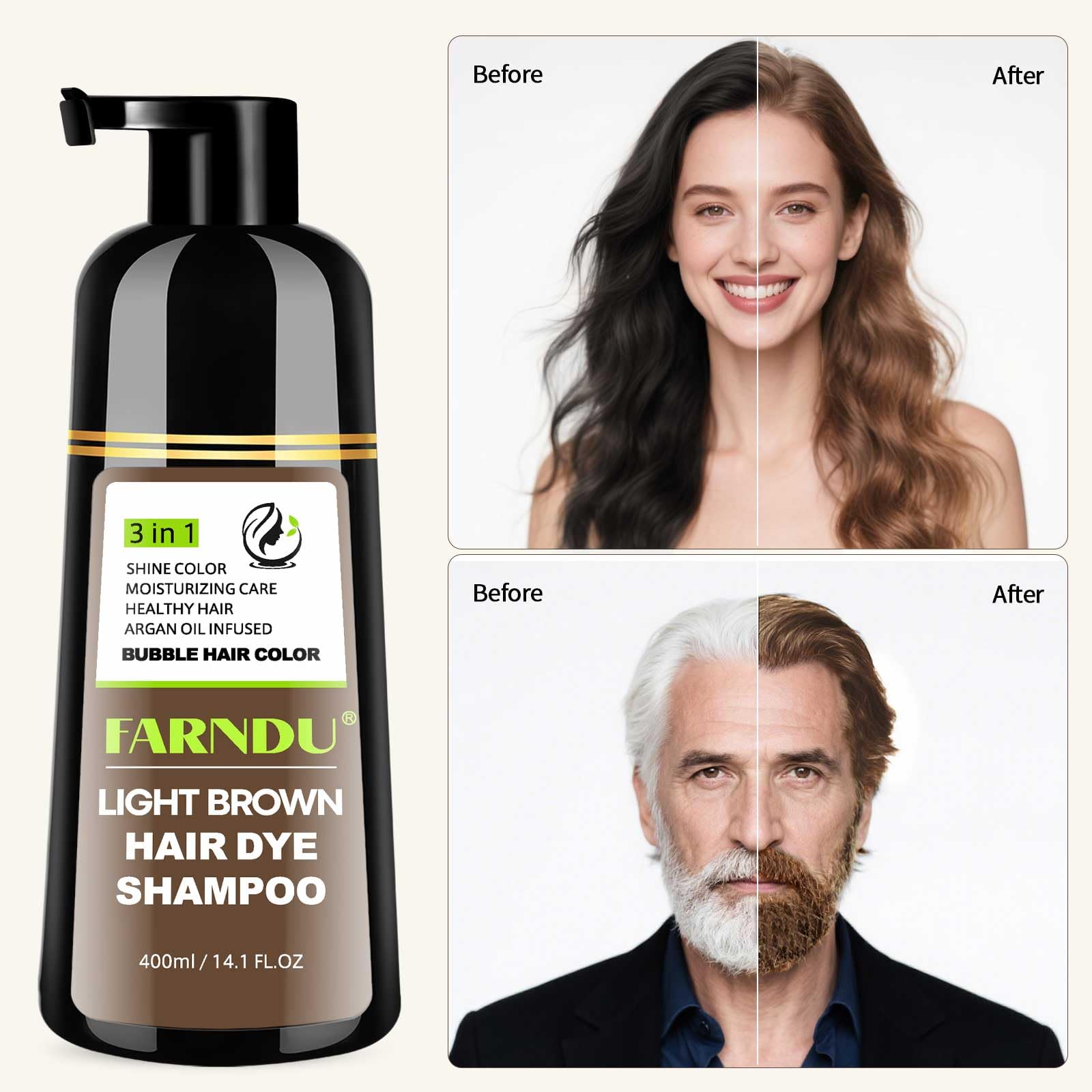Farndu Tinte Marrón Claro: espera de 15–20 minutos para color natural