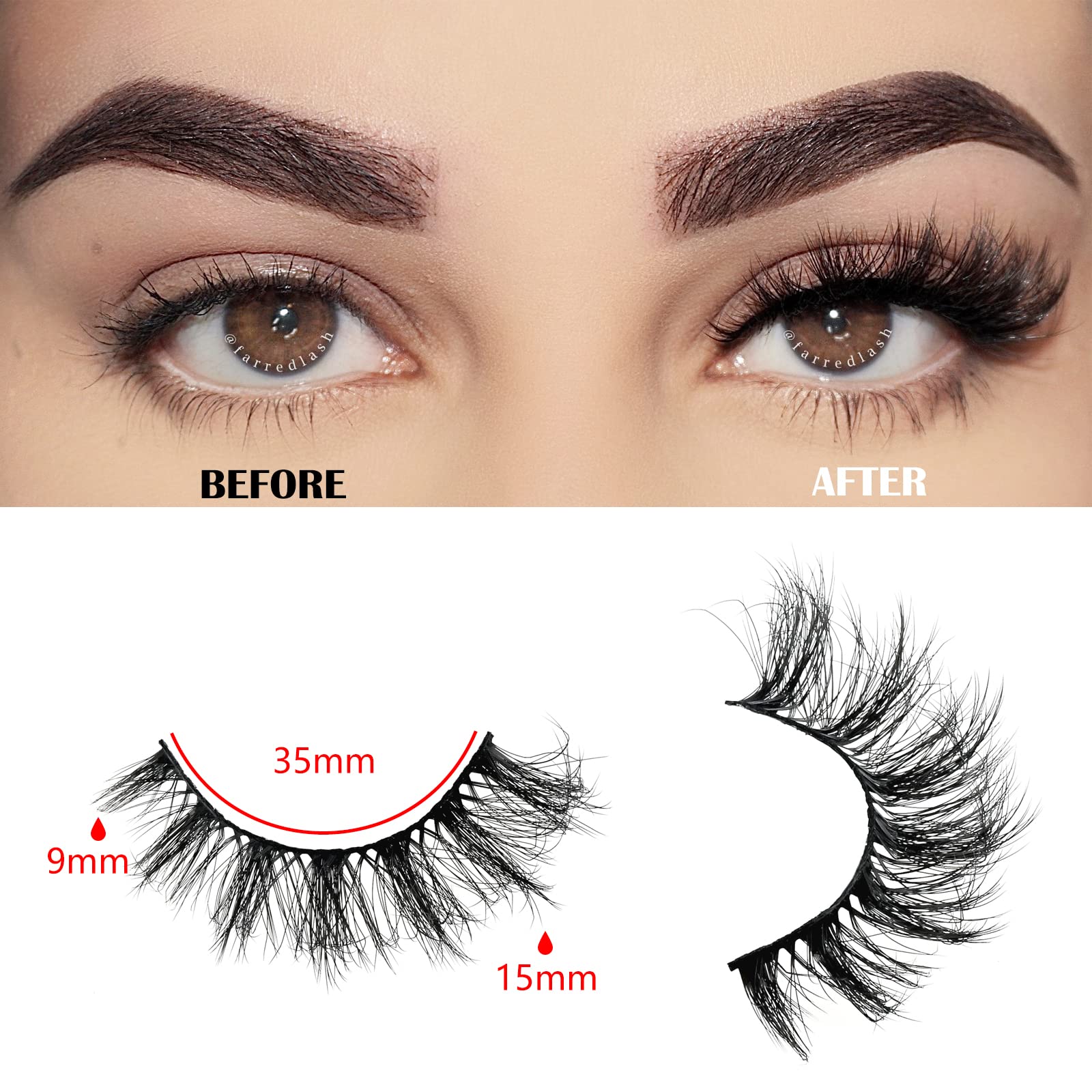 Farred Cat Eye Lashes fluffy wispy strip 15mm add gentle drama to evenings.