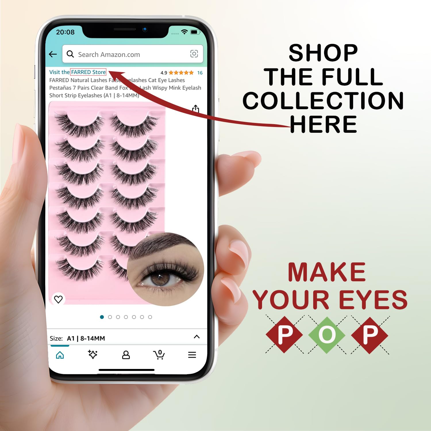 FARRED comfortable lashes with flexible band that blends with lash line.