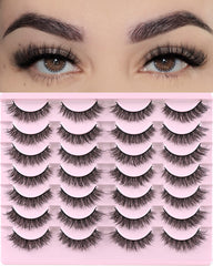 FARRED natural lashes, short wispy false mink strip for fluttery cat-eye look