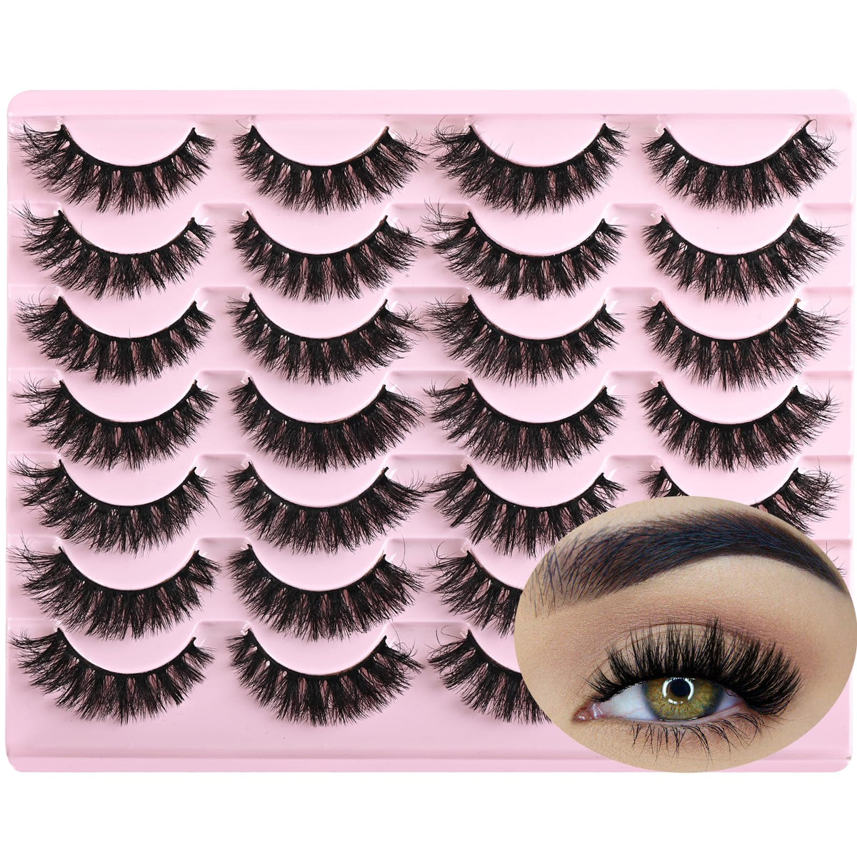 FARRED Wispy Mink Lashes with fluffy outer flare for a brighter eye shape