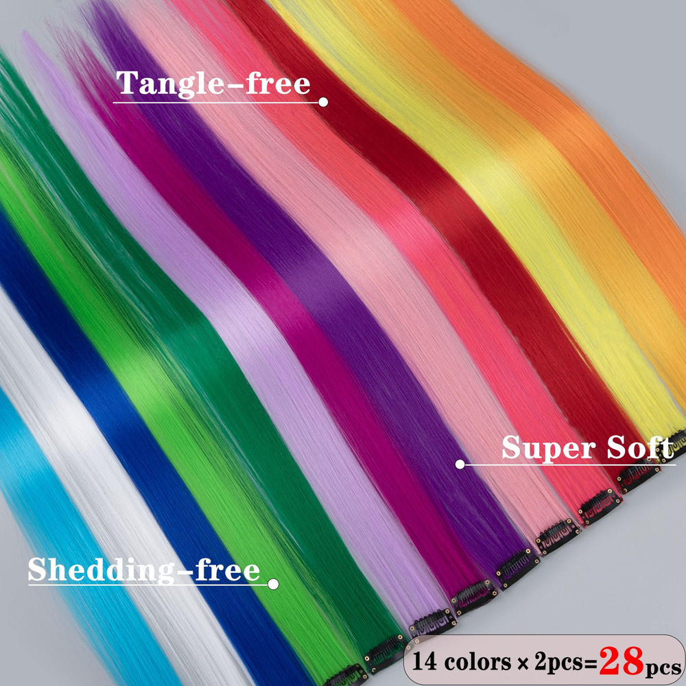 FARRUIS 12-shades colorful hair extensions add vibrant highlights for festive looks