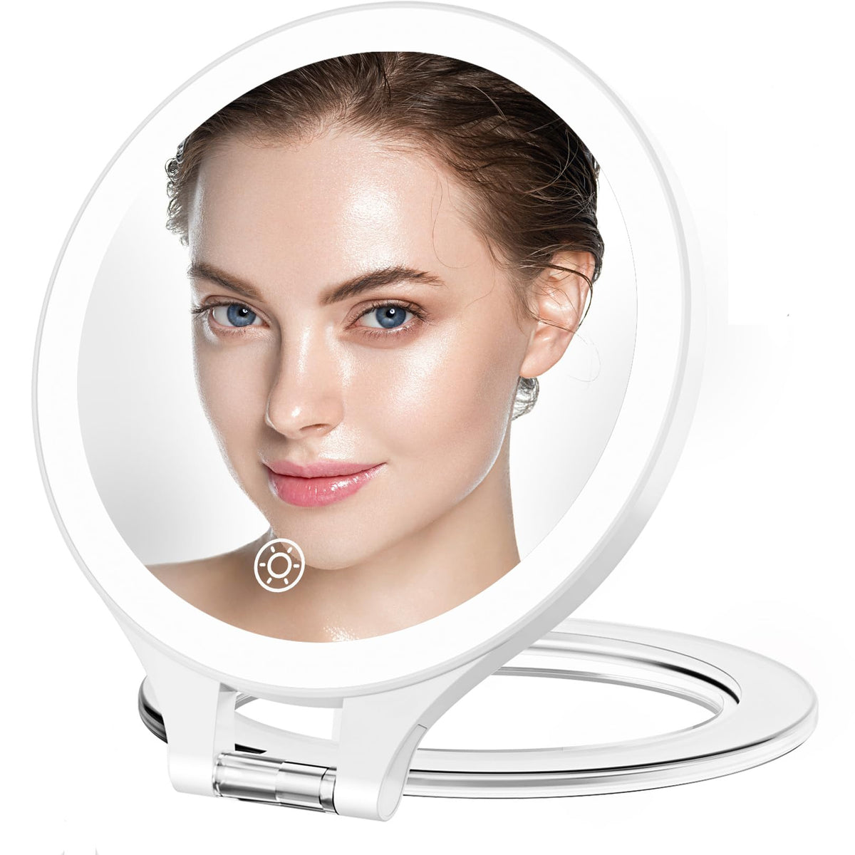 FASCINATE magnifying mirror 10x side for precise makeup application.