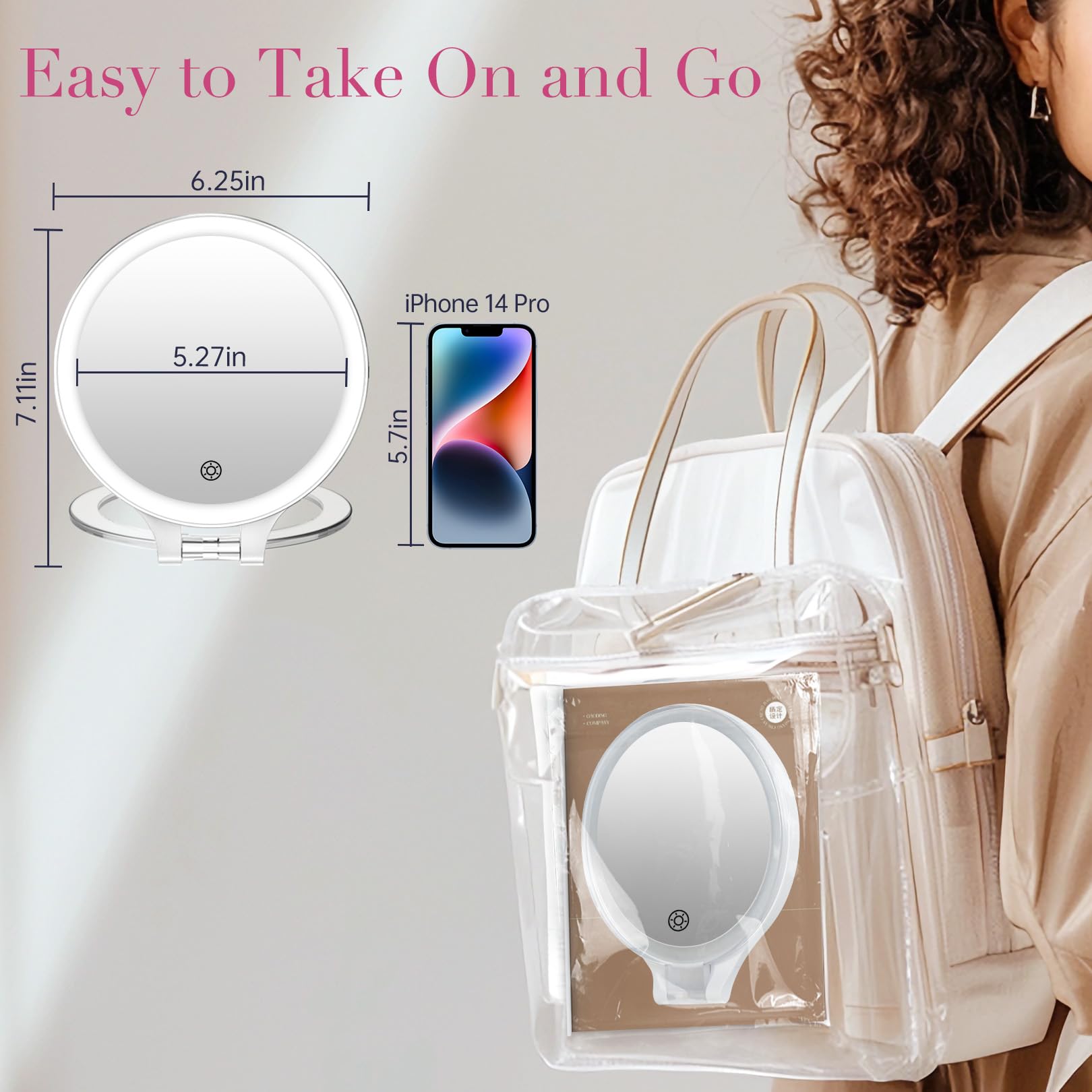 FASCINATE magnifying mirror 1x side for full-face view and checks.