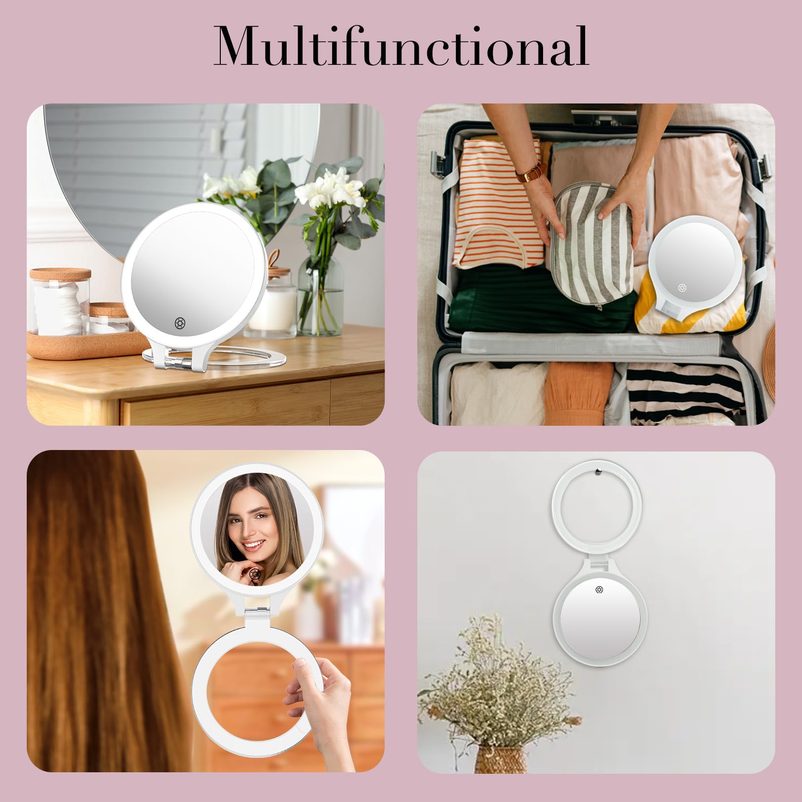 FASCINATE three color modes tailor lighting during beauty routine.