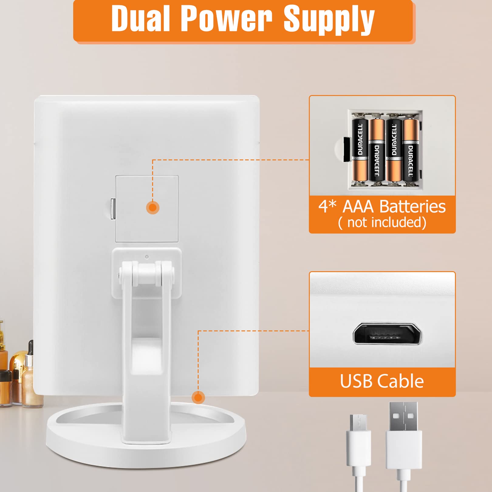 FASCINATE Trifold powers via USB or AAA batteries for flexibility