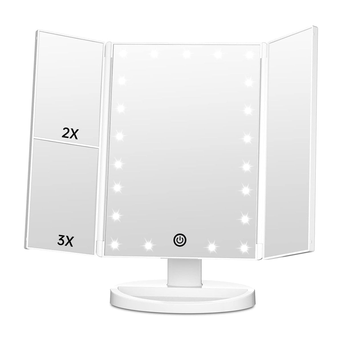 FASCINATE Trifold left panel 2x magnification for precise eyebrow and eye makeup