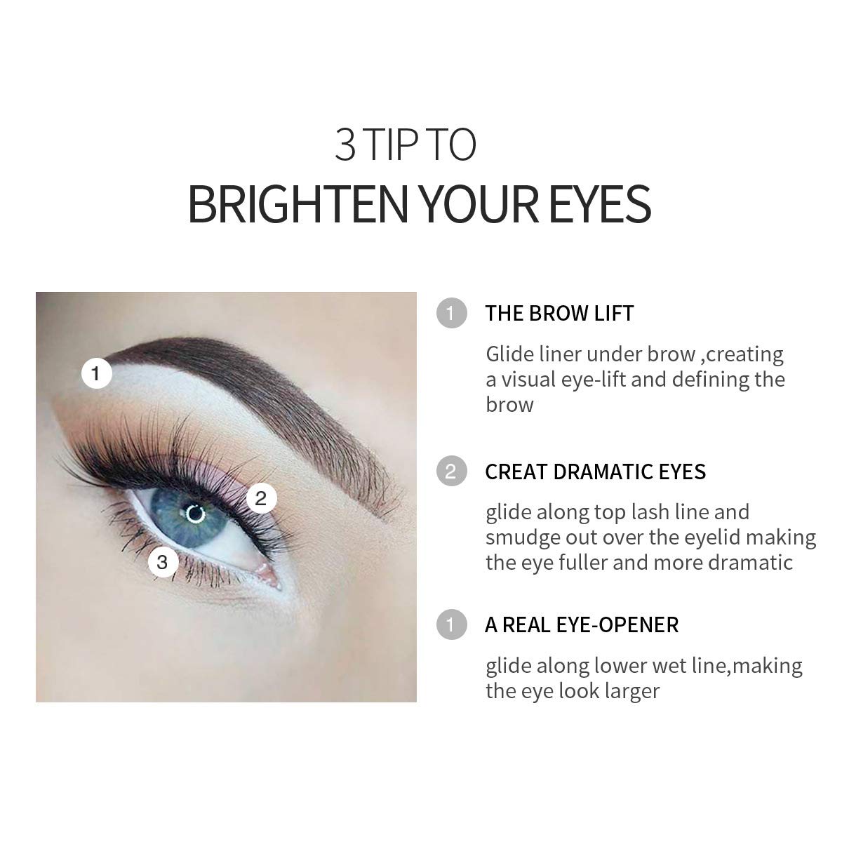 Fashionwu white eyeliner pencils pack inside shows portability for travel touch-ups