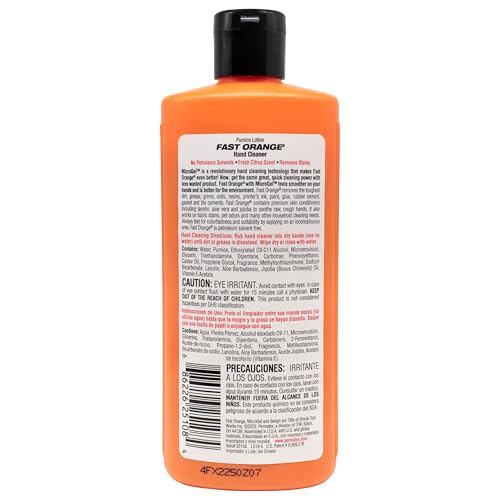 Hands applying Fast Orange 25108 Pumice Lotion to remove heavy grease.