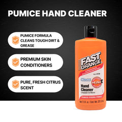 Pump-dispense action of Fast Orange 25108 Pumice Lotion shown for easy use.