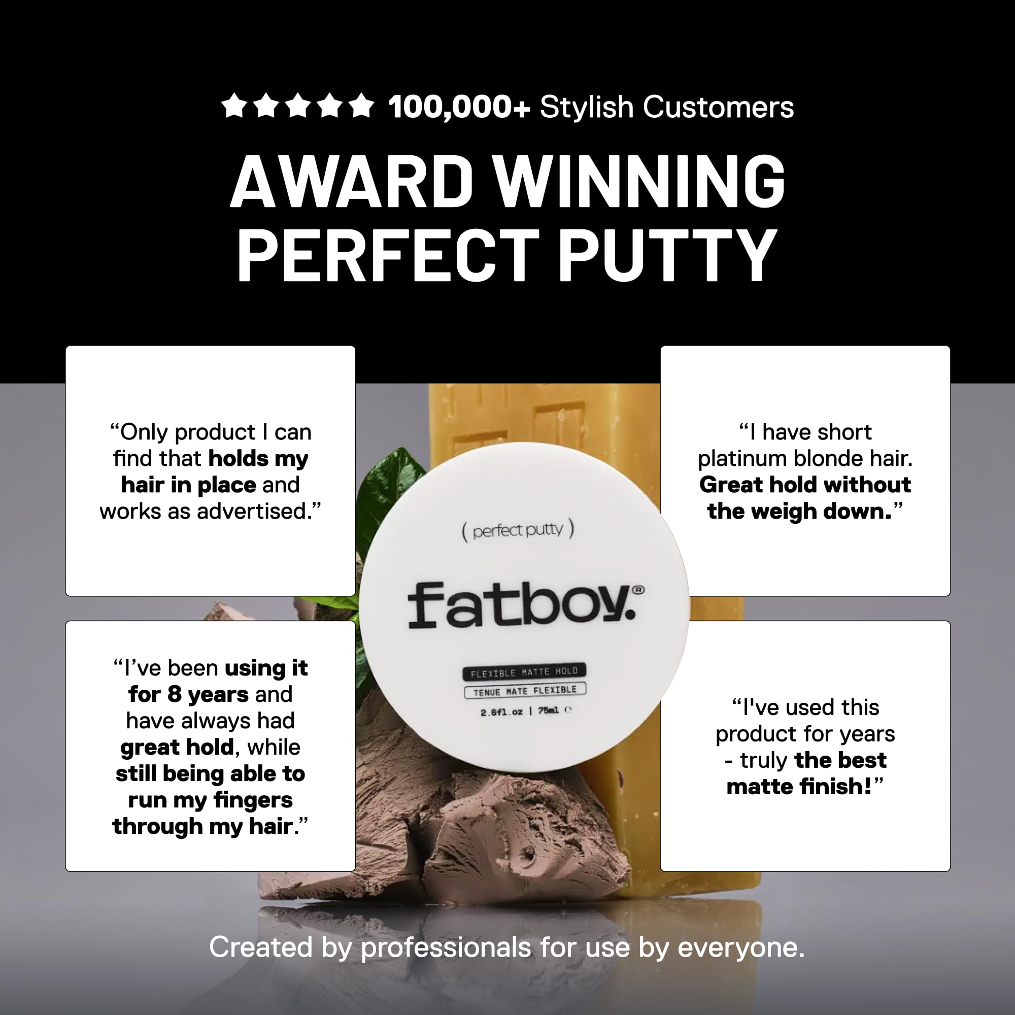Color-safe formula of Fatboy Perfect Putty preserves color while styling.