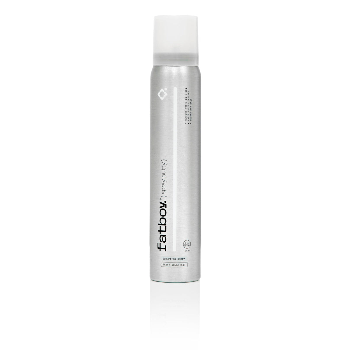 Fatboy Hair Spray Putty fullness focus, boosts volume with a matte texture.