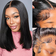 Fatiao 14-inch bob wig with 13x6 lace front for natural parting and easy styling.