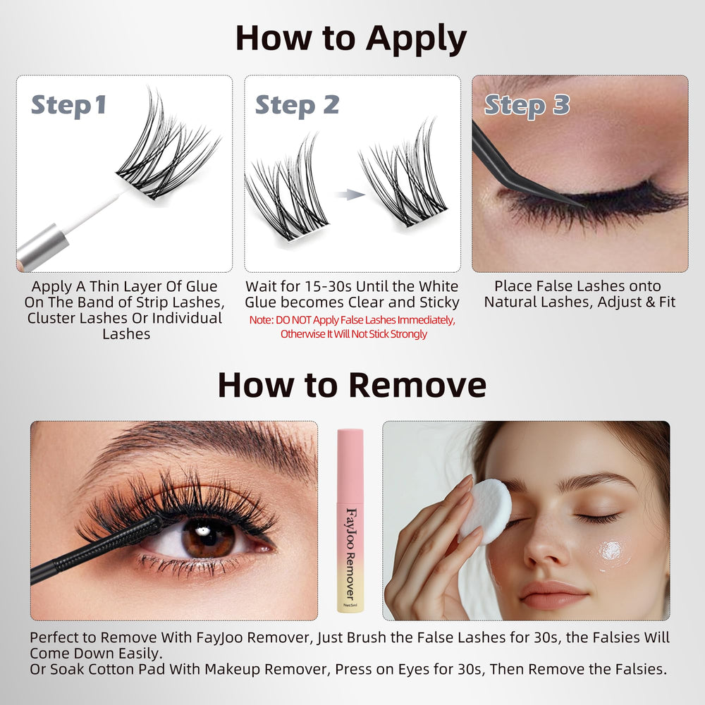FayJoo latex-free hypoallergenic adhesive suitable for sensitive eyes.