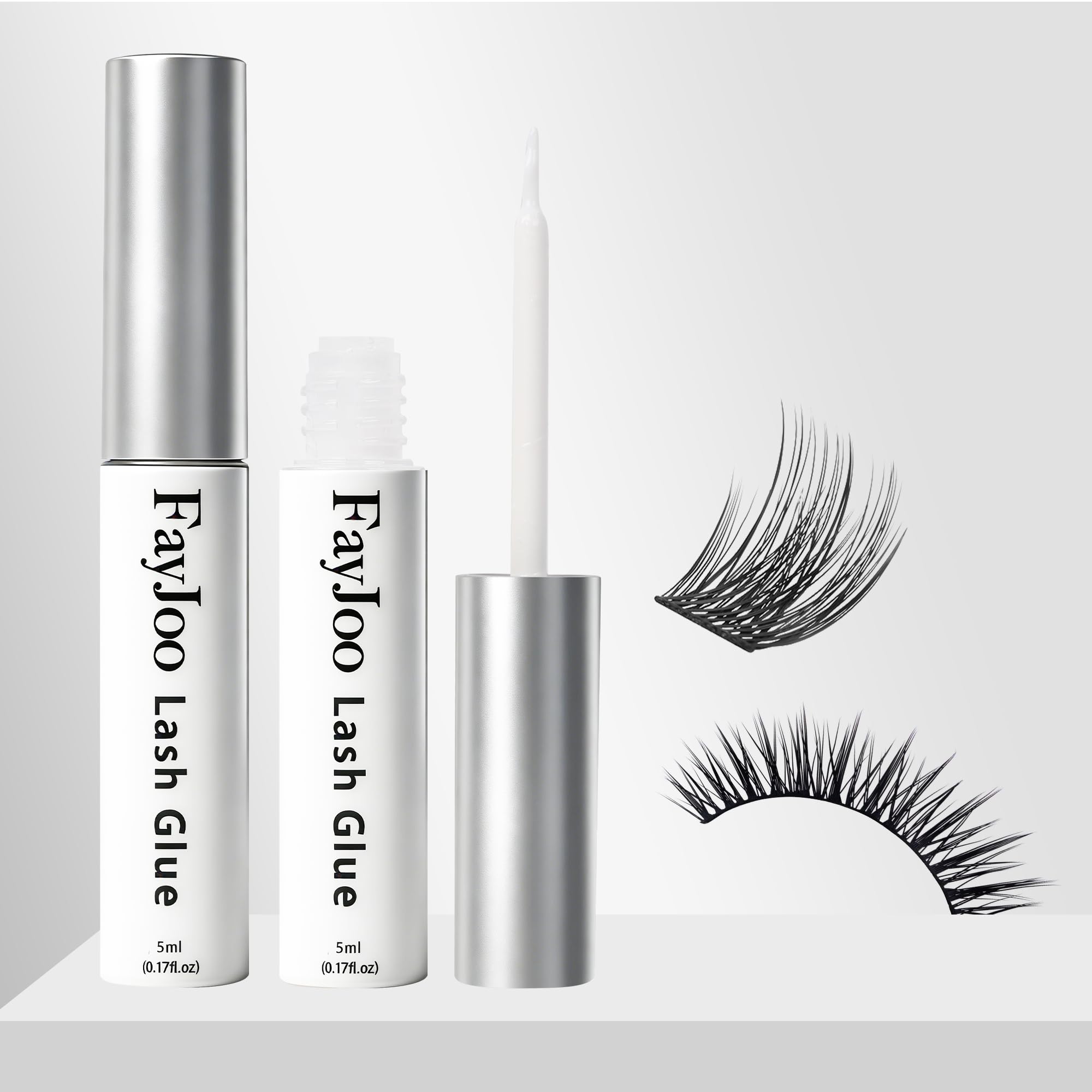 FayJoo Strong Hold lash glue bottle with compact packaging and clear-drying formula.