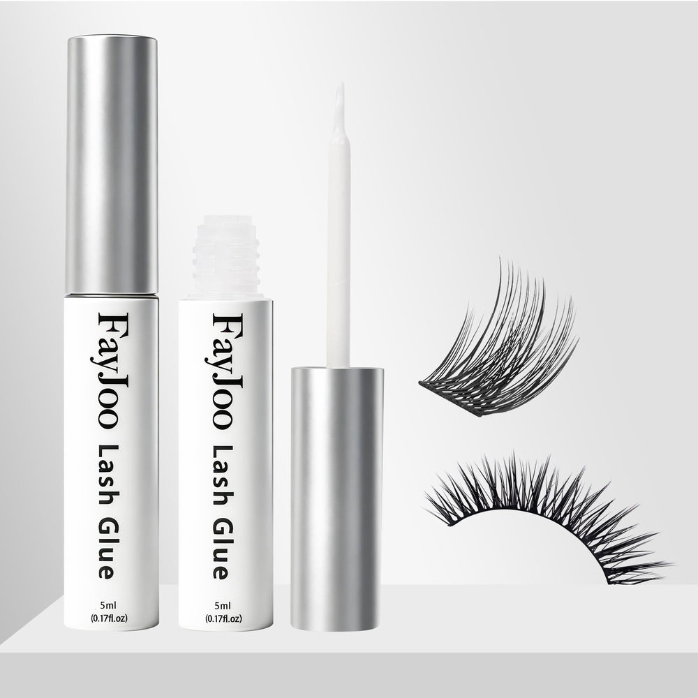 FayJoo Strong Hold lash glue bottle with compact packaging and clear-drying formula.