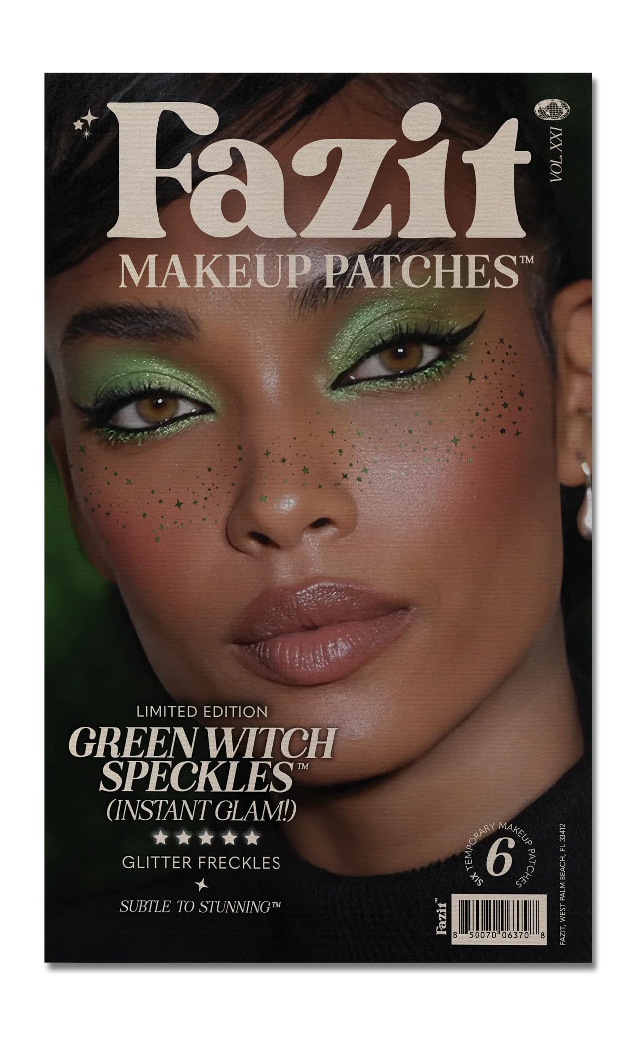 Parches Fazit Manchas Verdes Bruja para realzar el rostro con brillo ligero y duradero.